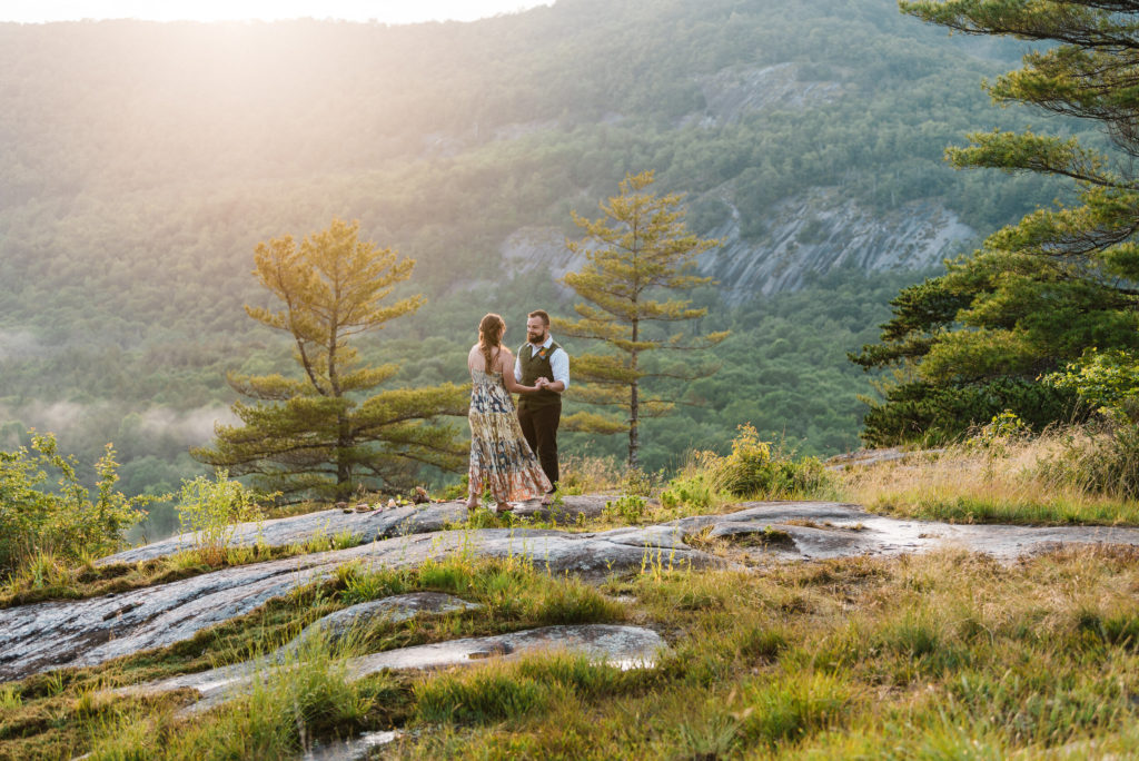 Couple during their first-look at their Nantahala National Forest Elopement in NC