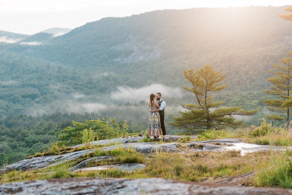 Eloping couple right after their first-look in the mountains of North Carolina