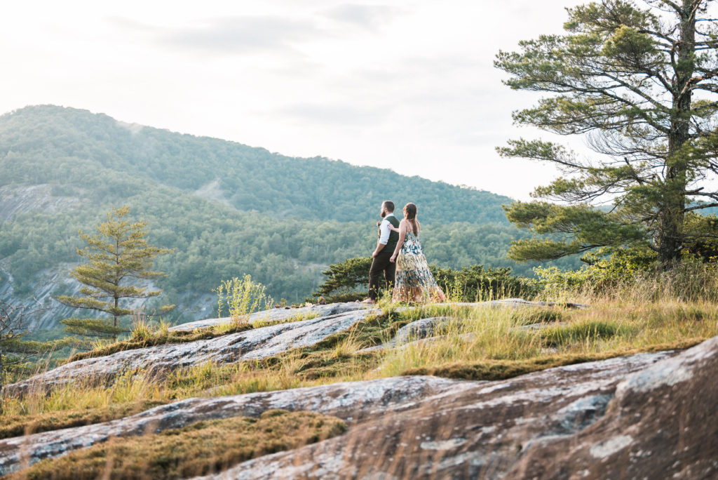 Couple doing a first-look at their elopement in Nantahala National Forest in North Carolina