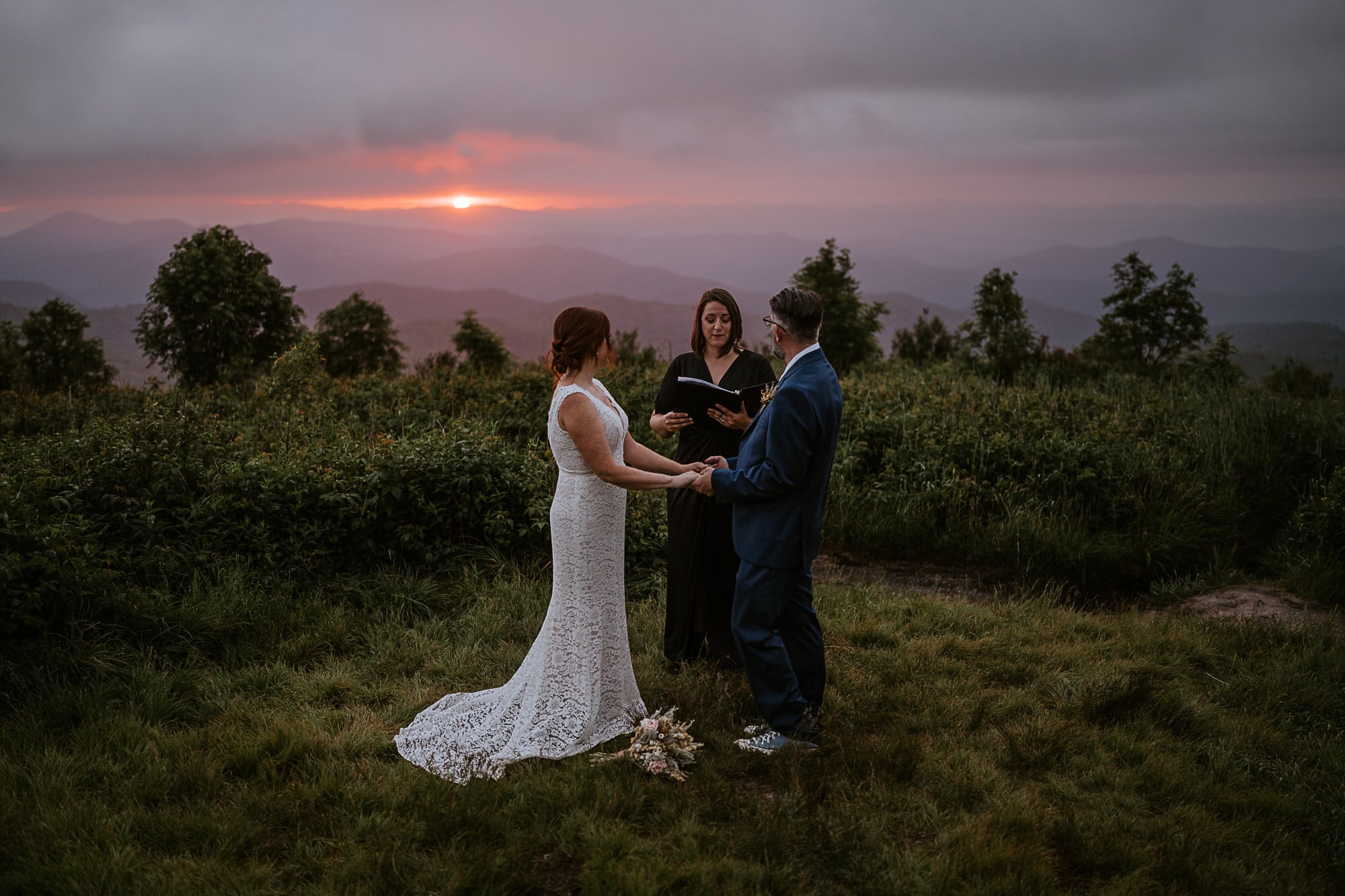 Couple eloping in the mountains near Asheville, NC