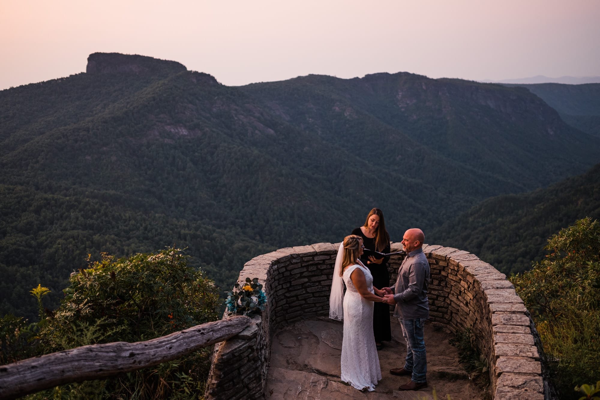 Couple eloping near Asheville, NC